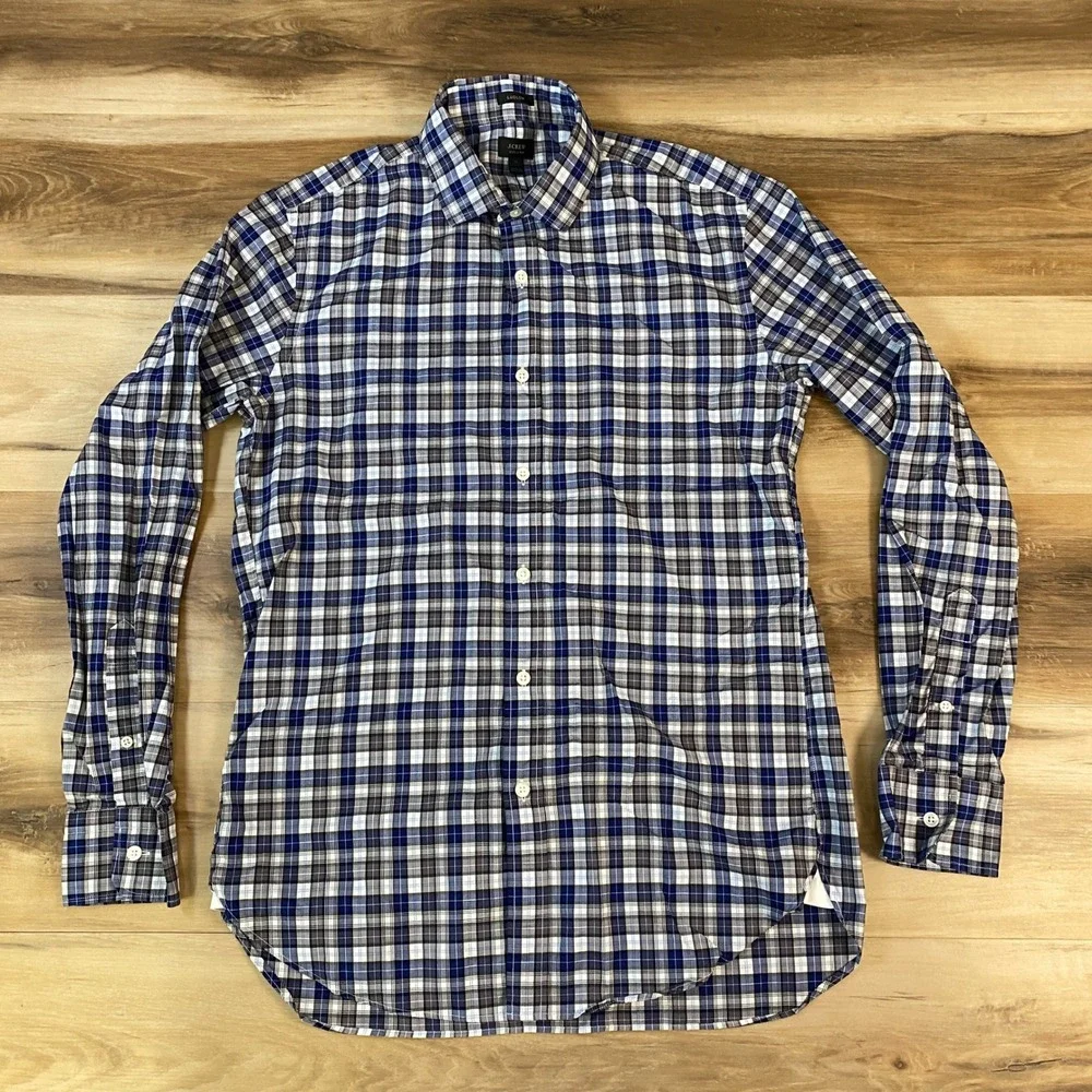 J.Crew‎ Button Down Shirt Mens M Ludlow Classic 100% Cotton Slim Blue Grey Plaid